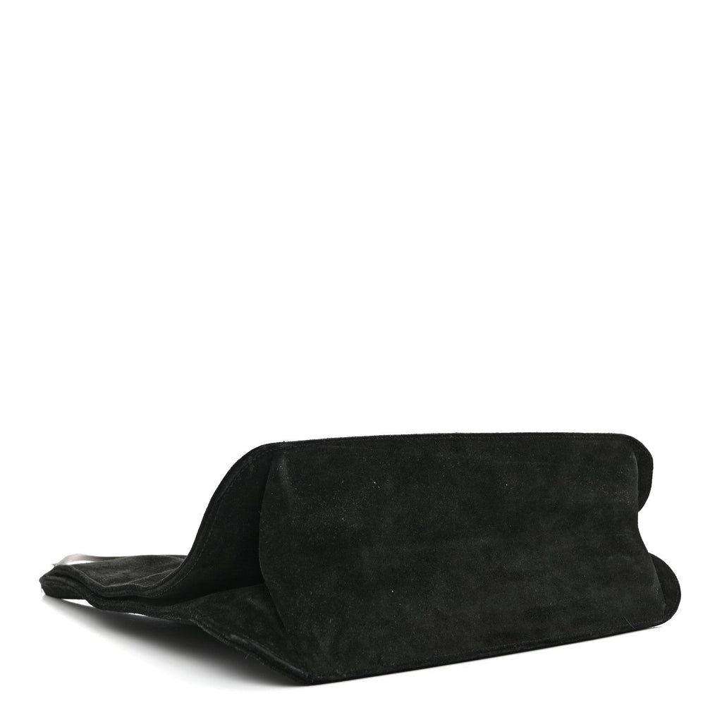 Suede Logo Shoulder Bag Black
