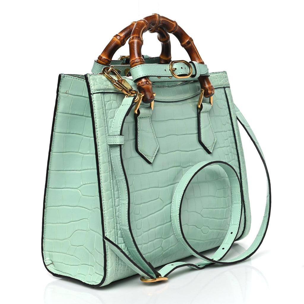 Alligator Small Diana Tote Bag Green