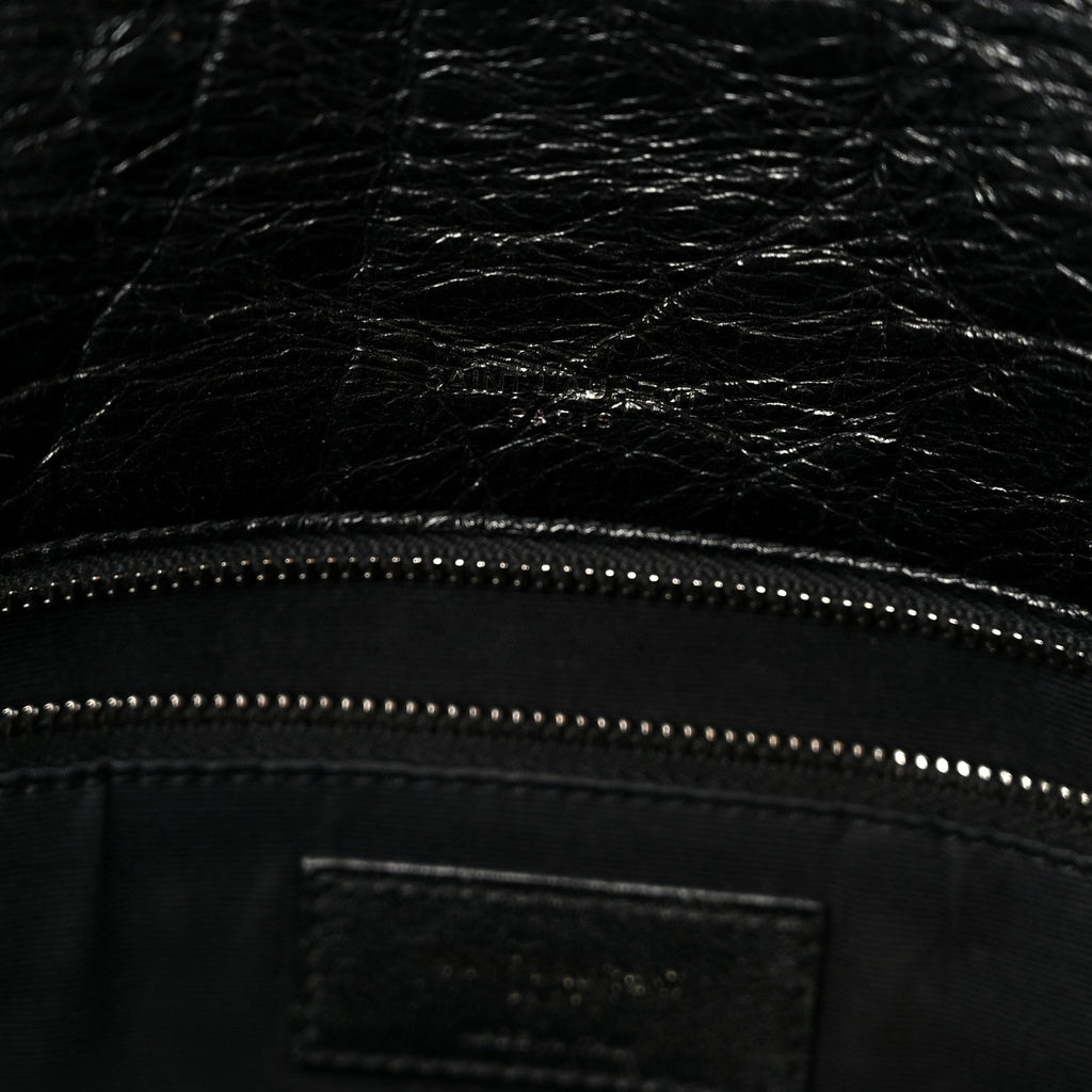 Crinkled Calfskin Matelasse Monogram Large Niki Chain Satchel Black