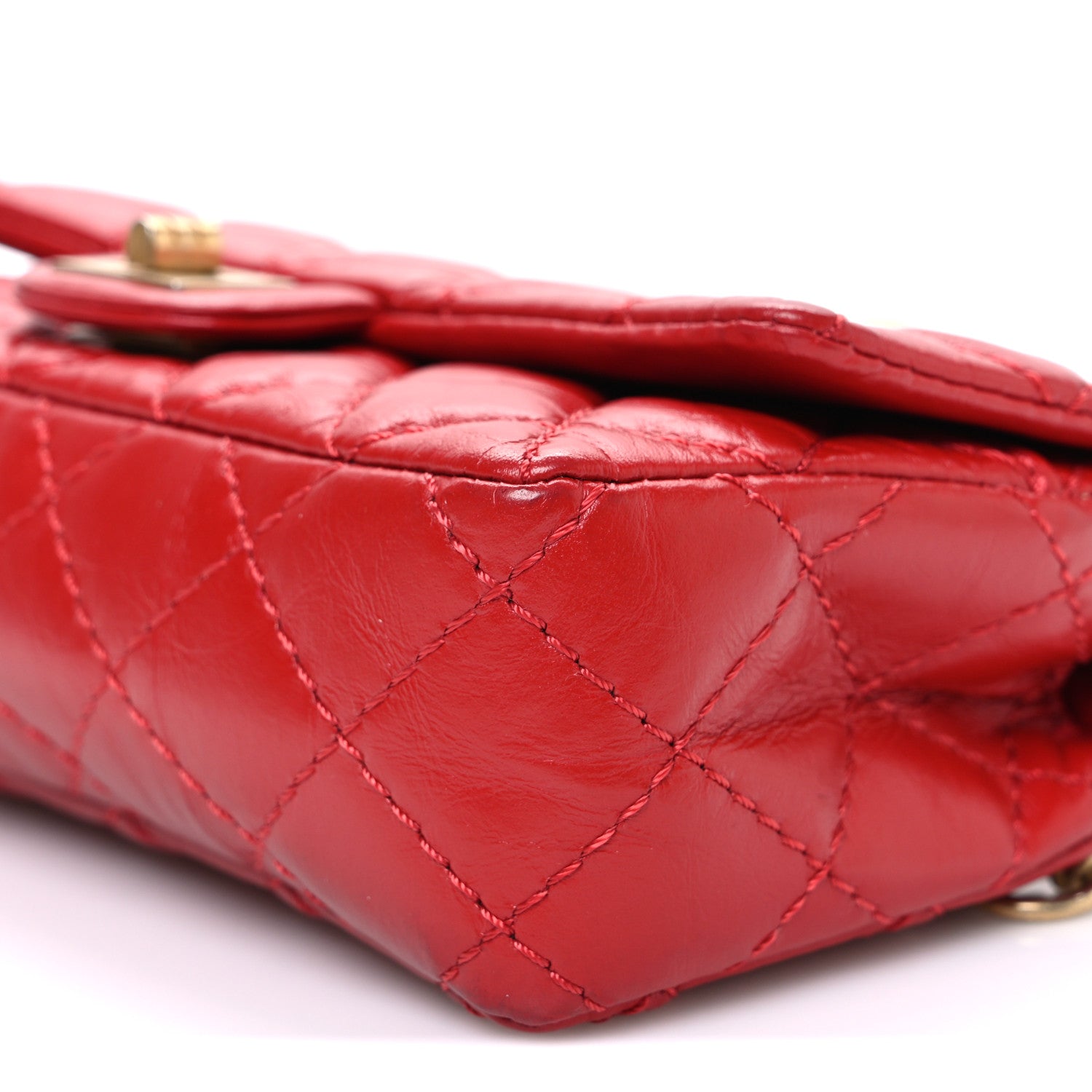 Aged Calfskin Quilted 2.55 Reissue Flap Belt Bag Red