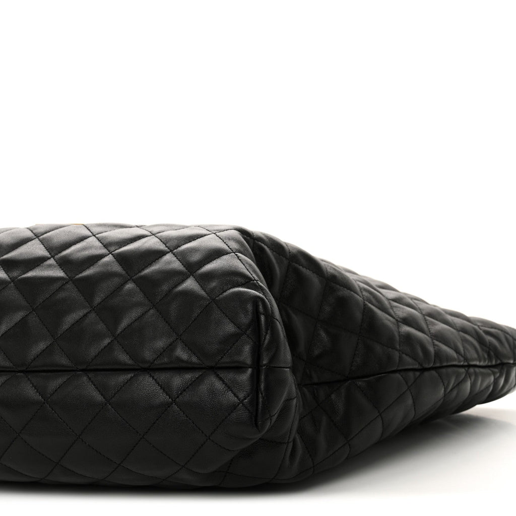 Lambskin Quilted Maxi Icare Shopping Tote Black