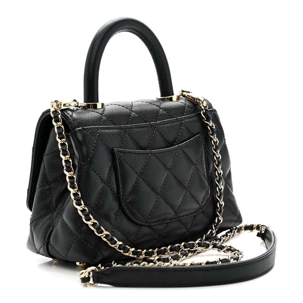 Caviar Quilted Extra Mini Coco Handle Flap Black