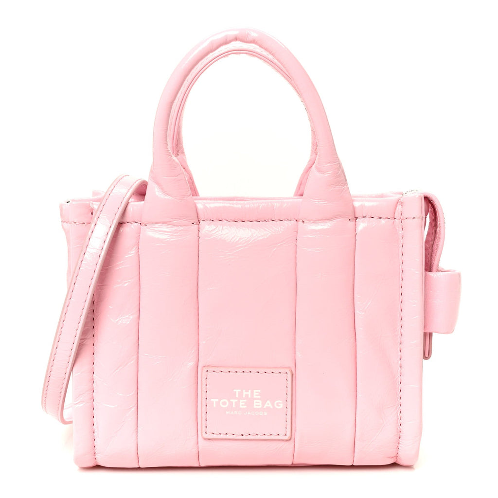 Shiny Crinkled Calfskin Mini The Tote Bag Pink