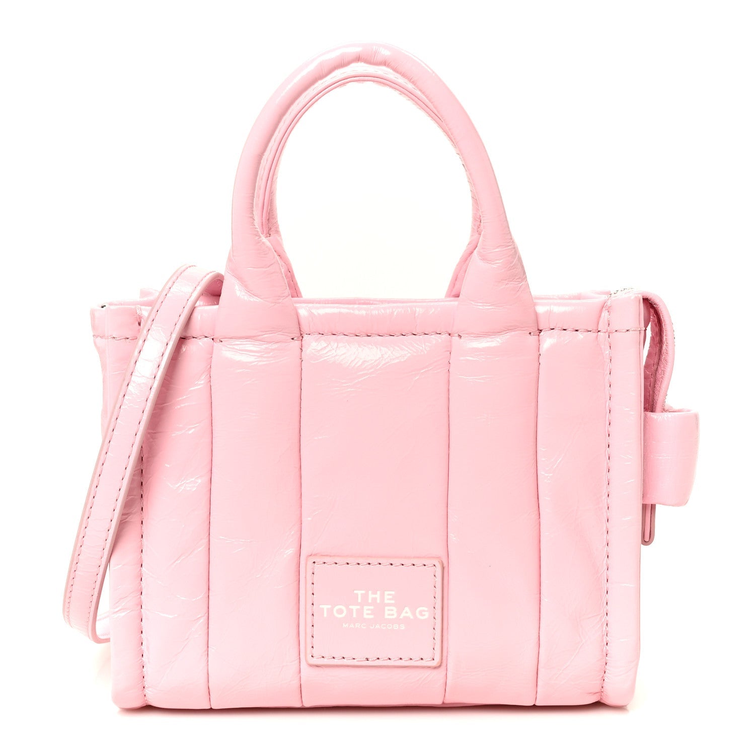 Shiny Crinkled Calfskin Mini The Tote Bag Pink