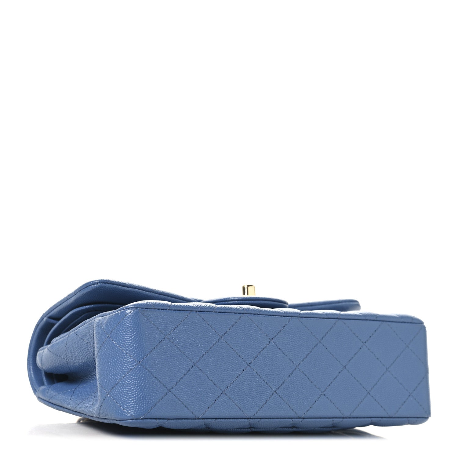 Caviar Quilted Small Double Flap Blue