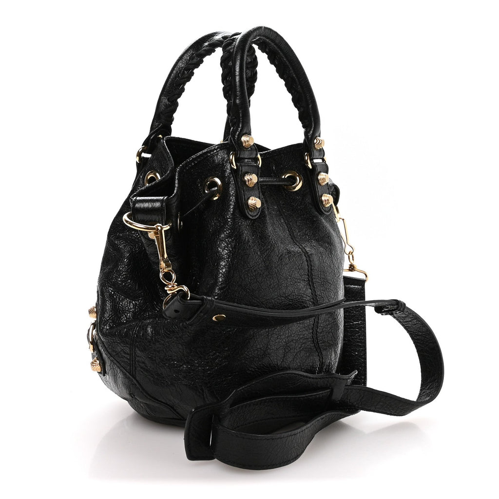 Agneau Giant 12 Gold Hardware Mini Pompon Black