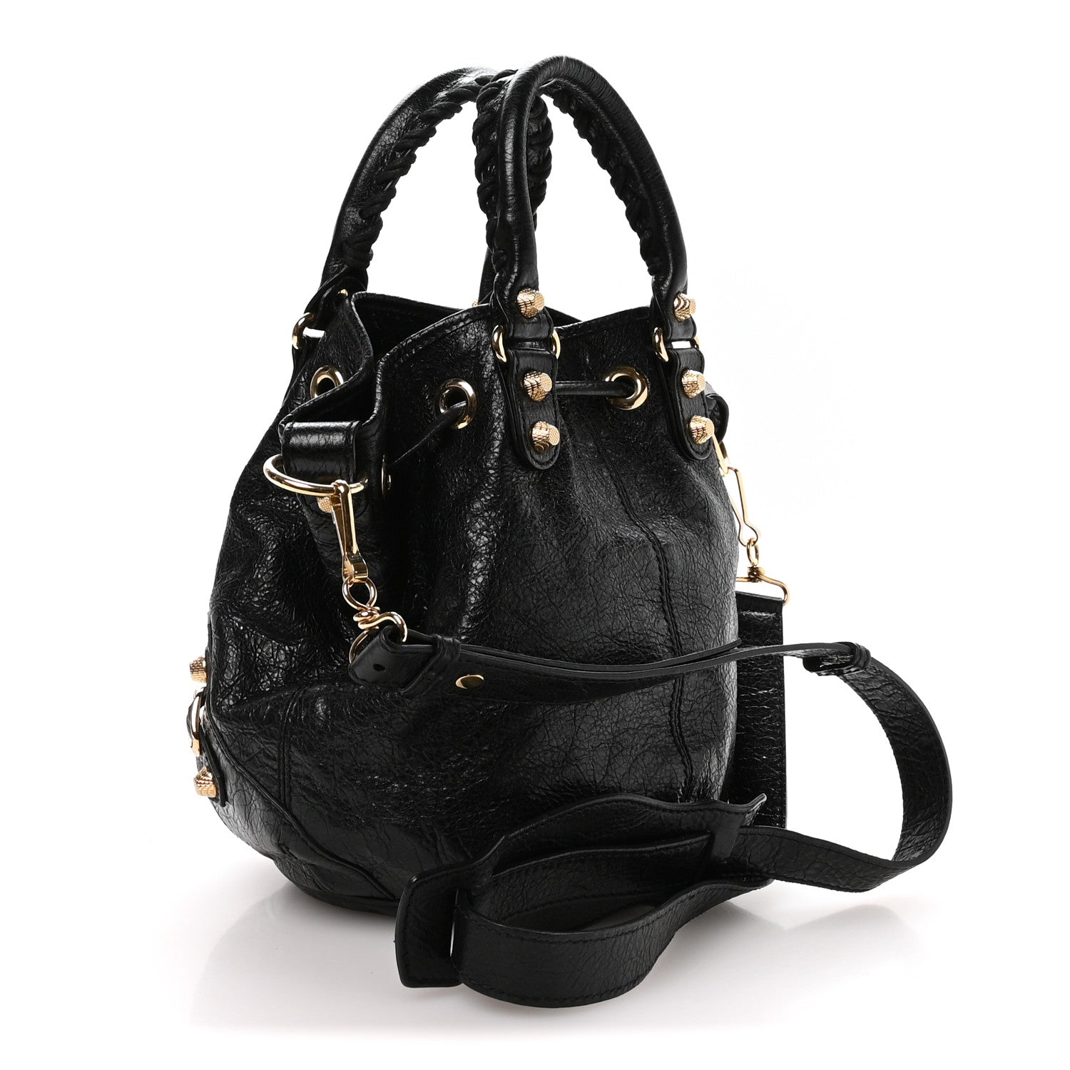 Agneau Giant 12 Gold Hardware Mini Pompon Black