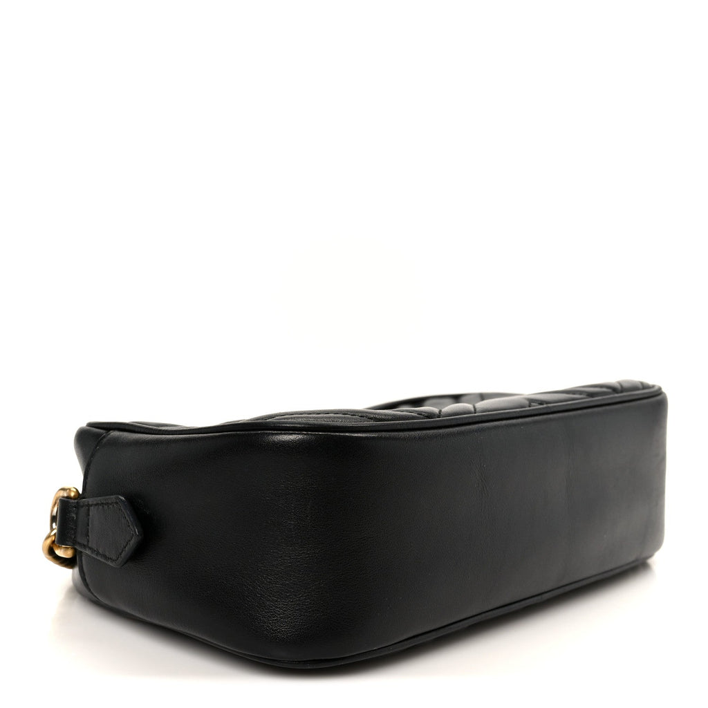 Calfskin Matelasse Small GG Marmont Chain Shoulder Bag Black