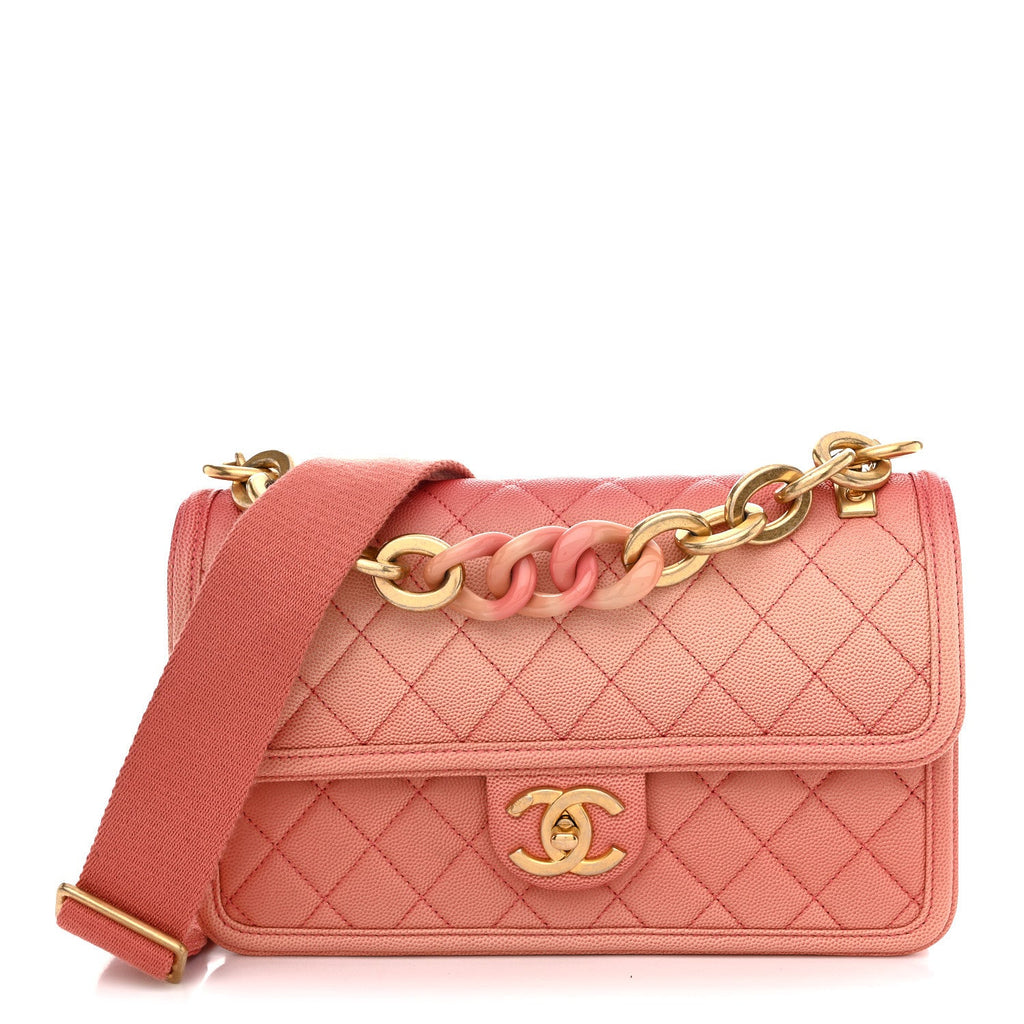 Caviar Quilted Medium Sunset On The Sea Flap Coral