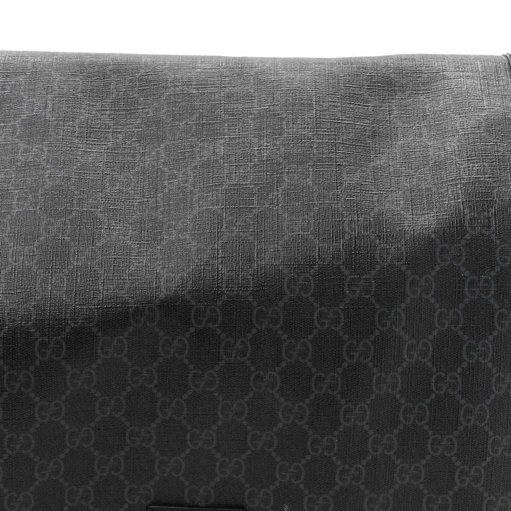 GG Supreme Monogram Web Messenger Diaper Bag Black Grey