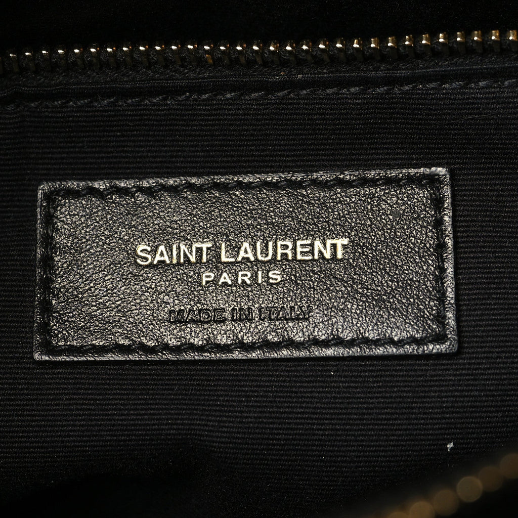 Calfskin Y Quilted Monogram Medium Loulou Chain Satchel Black