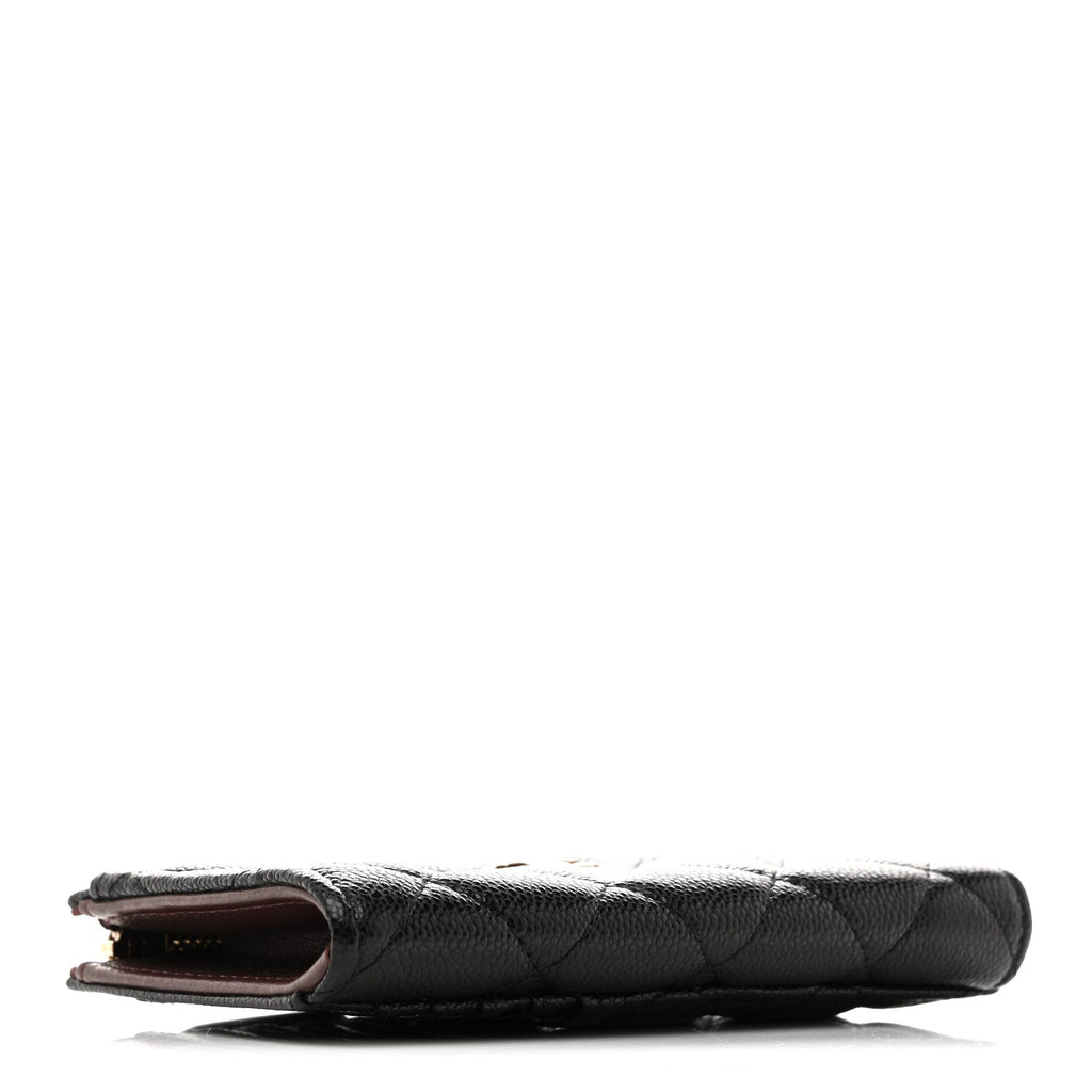 Caviar Quilted CC Zip Around  Holder Black