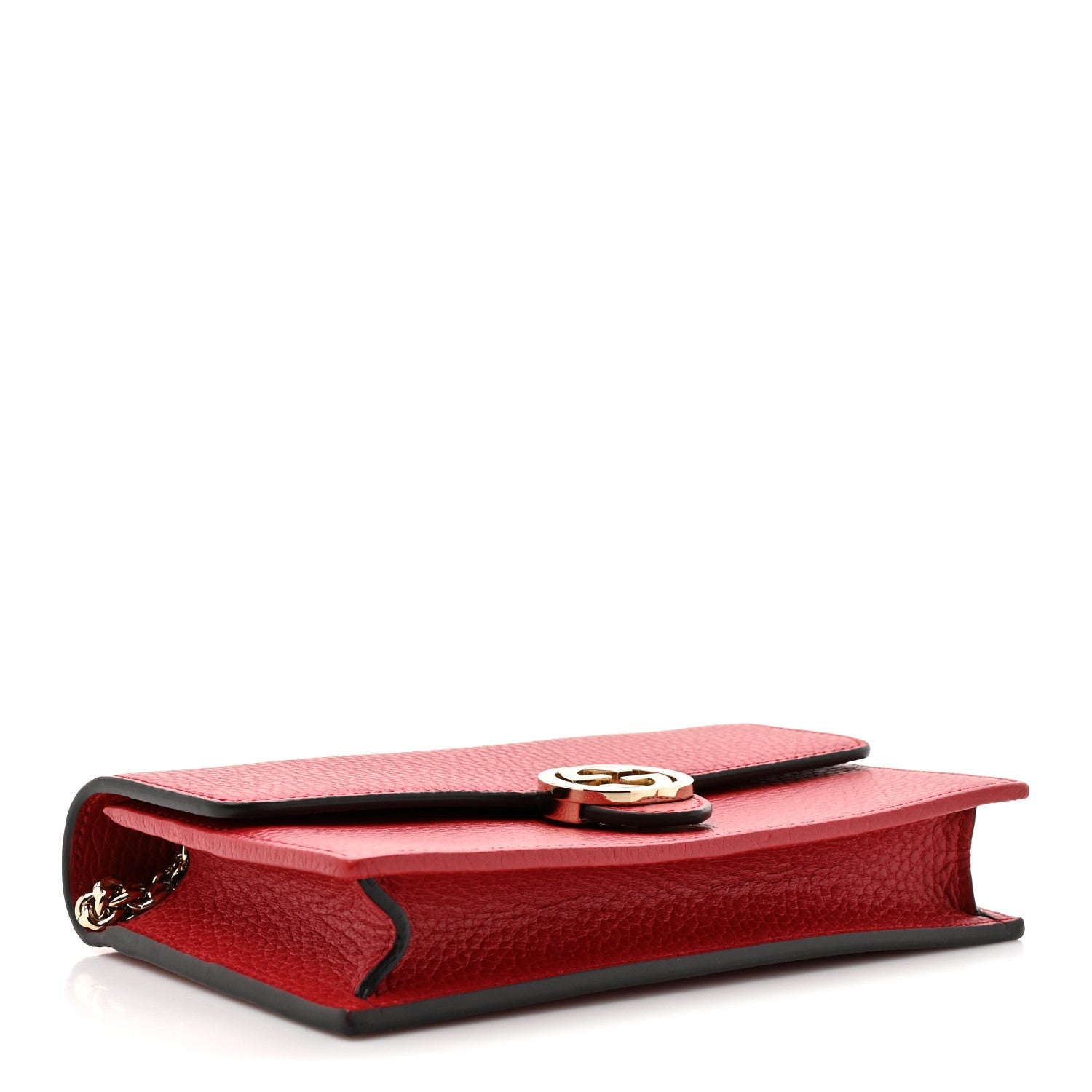 Dollar Calfskin Interlocking G Chain Wallet Red