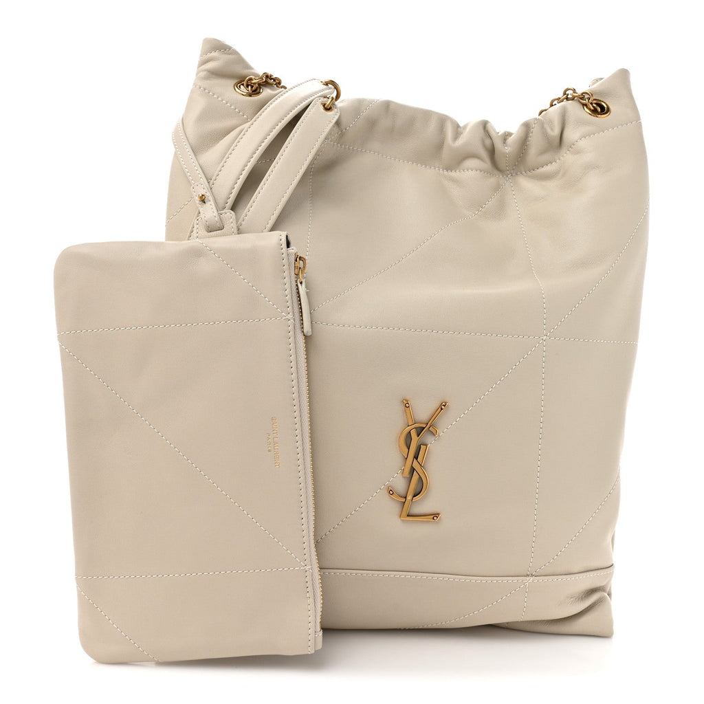 Lambskin Matelasse Monogram Medium Jamie 4.3 Pochon Crema Soft