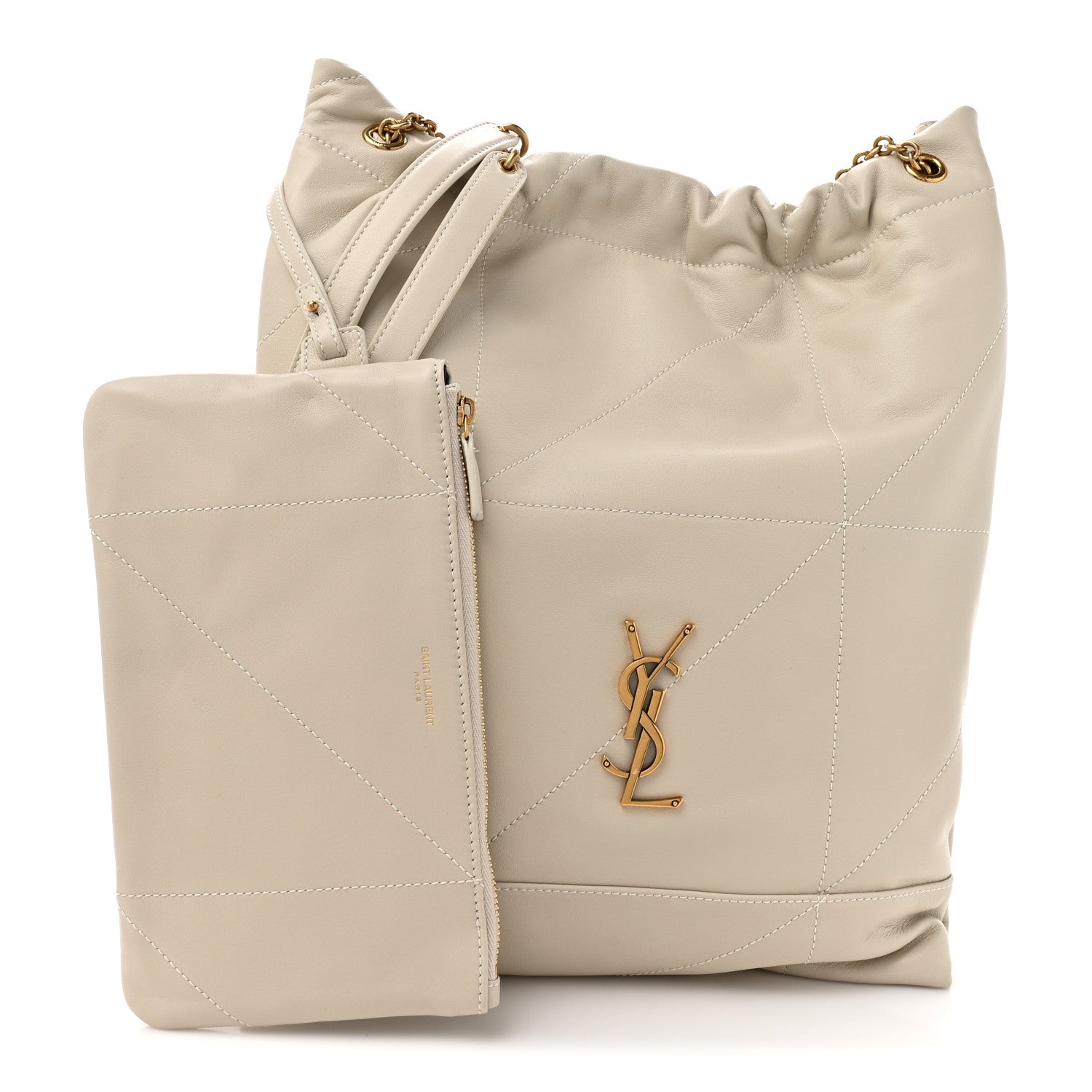 Lambskin Matelasse Monogram Medium Jamie 4.3 Pochon Crema Soft