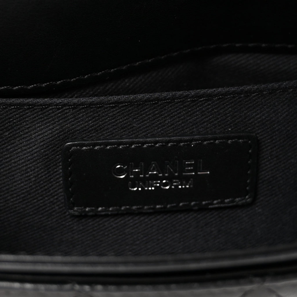 Calfskin Quilted CC Uniform Flap Belt Bag Black