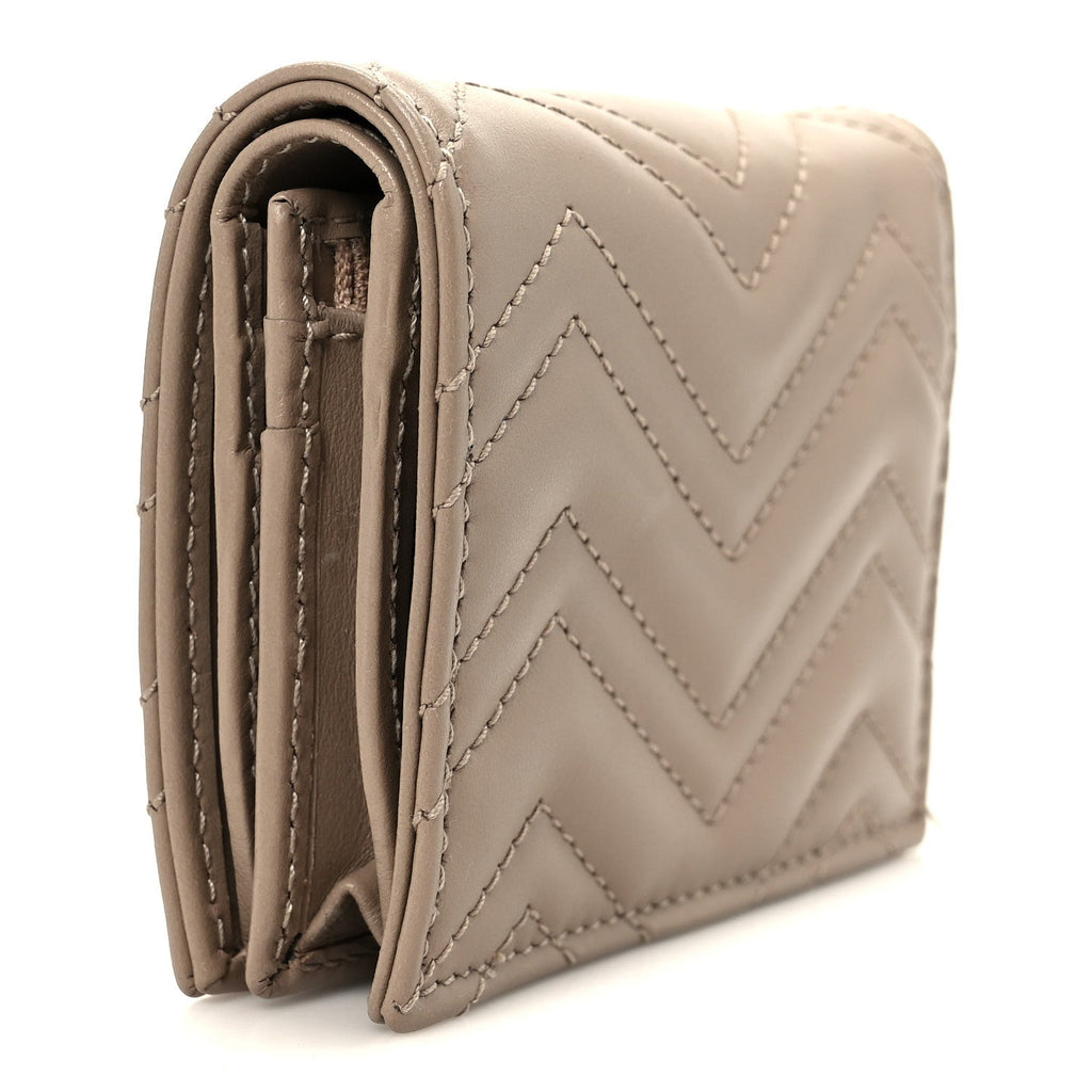 Calfskin Matelasse GG Marmont  Case Wallet Taupe