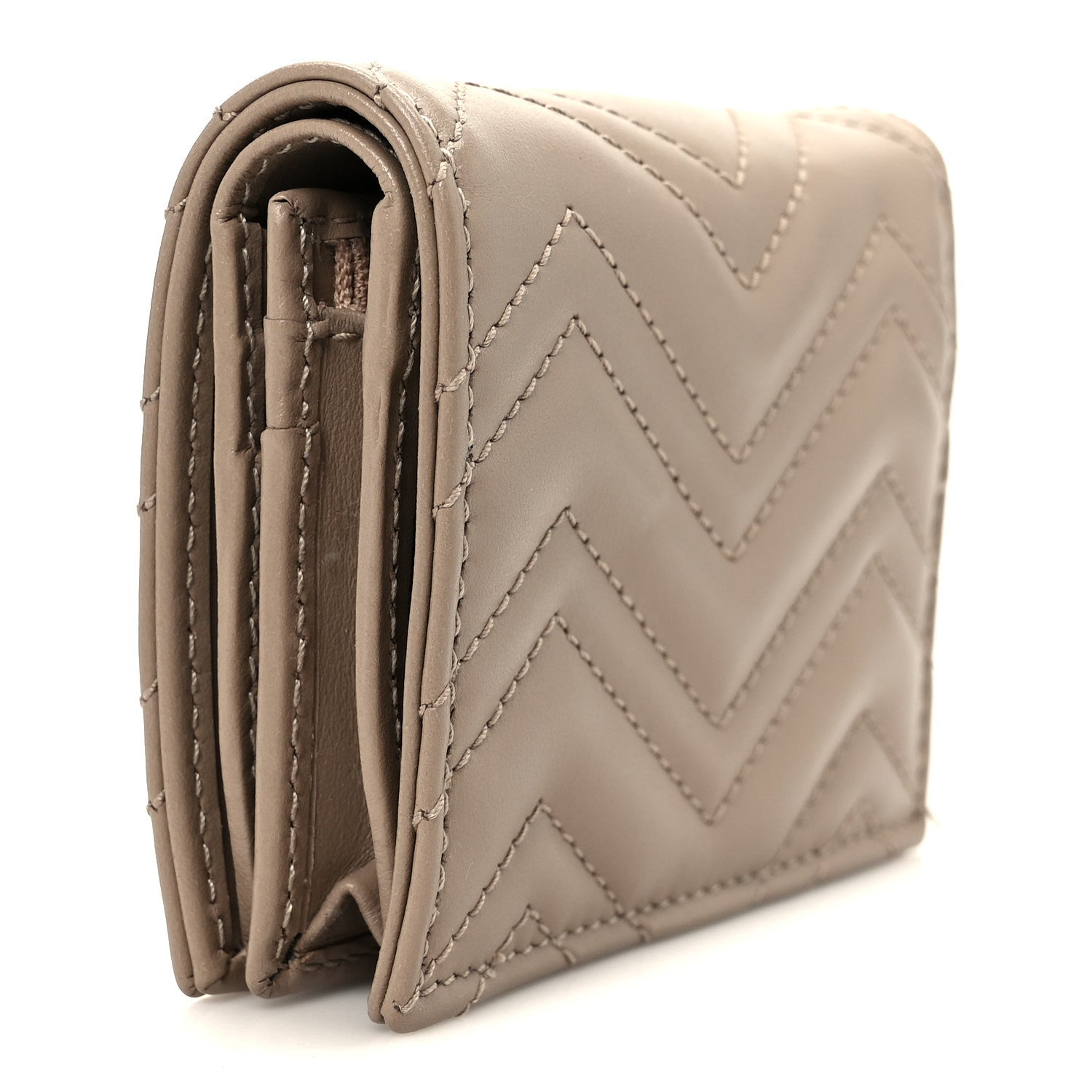 Calfskin Matelasse GG Marmont  Case Wallet Taupe