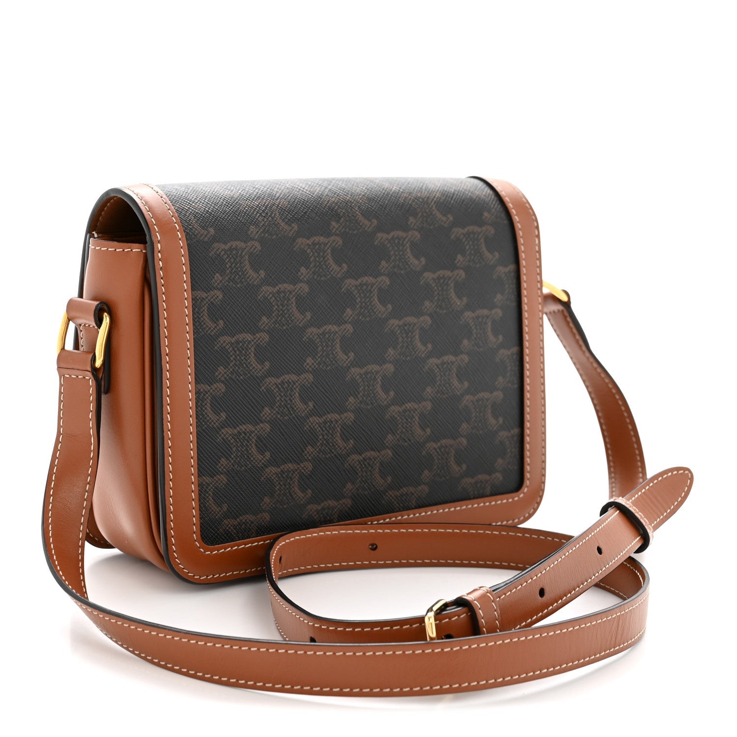 Calfskin Triomphe Canvas Teen Triomphe Bag Tan