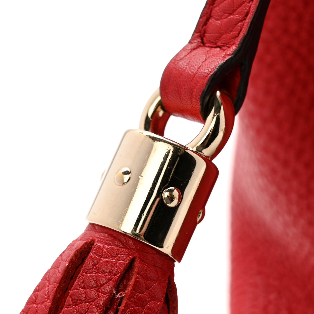 Pebbled Calfskin Medium Soho Chain Shoulder Bag Tabasco Red