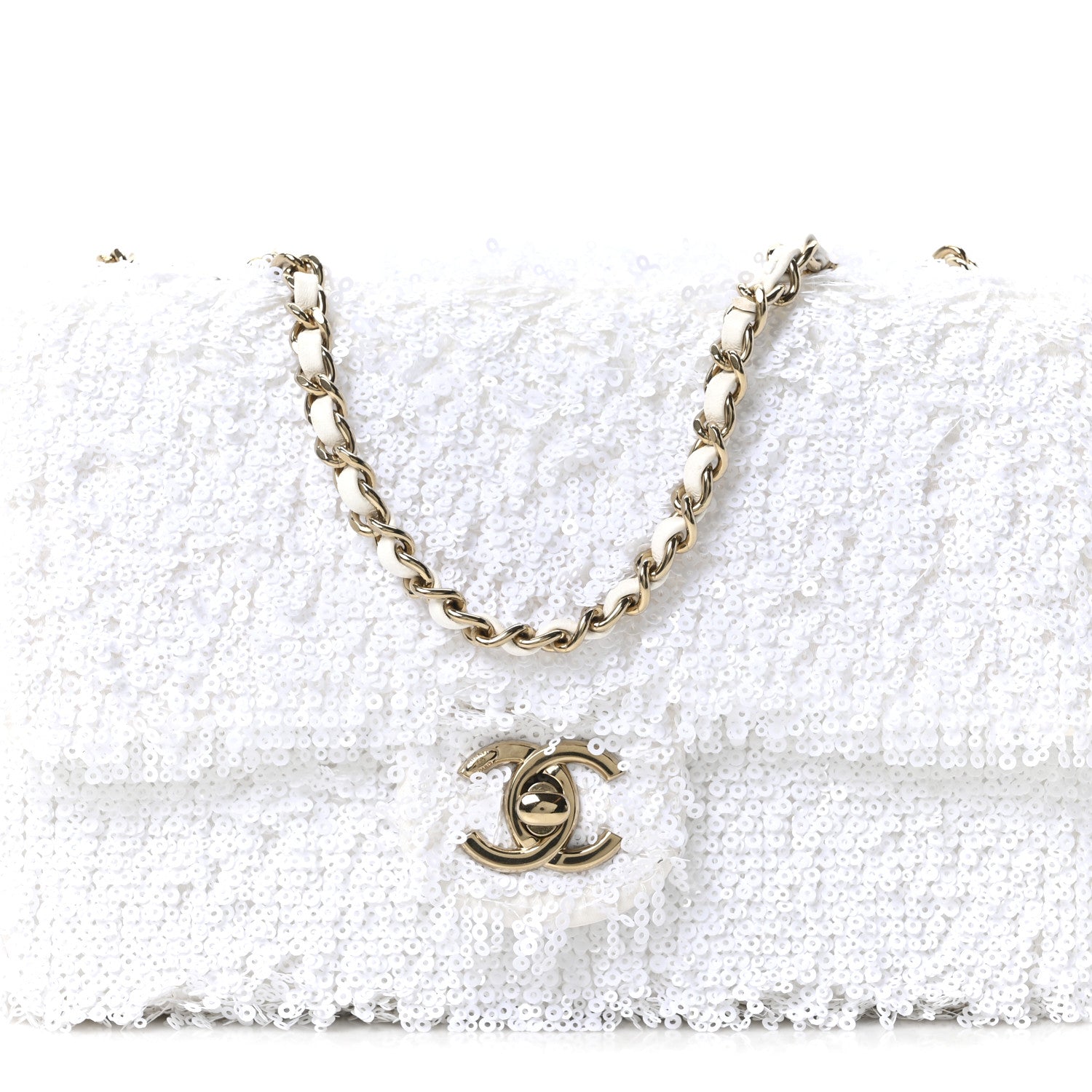 Sequin Mini Rectangular Flap White