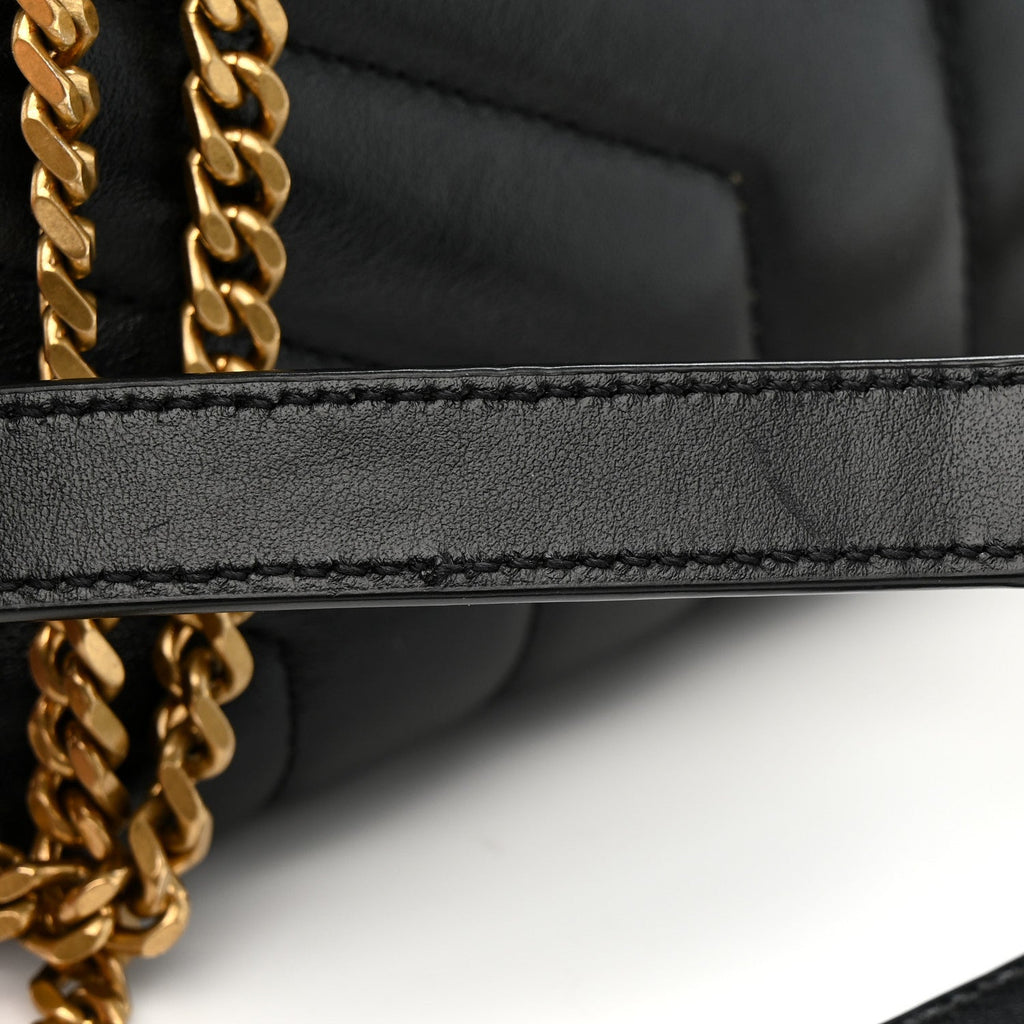 Calfskin Y Quilted Monogram Small Loulou Chain Satchel Black