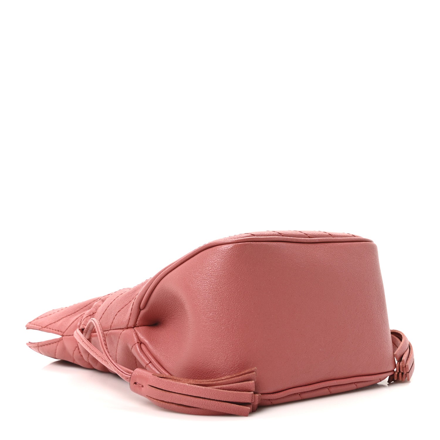 Sakai Be Green Calfskin Diagonal Stitched Mini Blondie Bucket Bag Pink