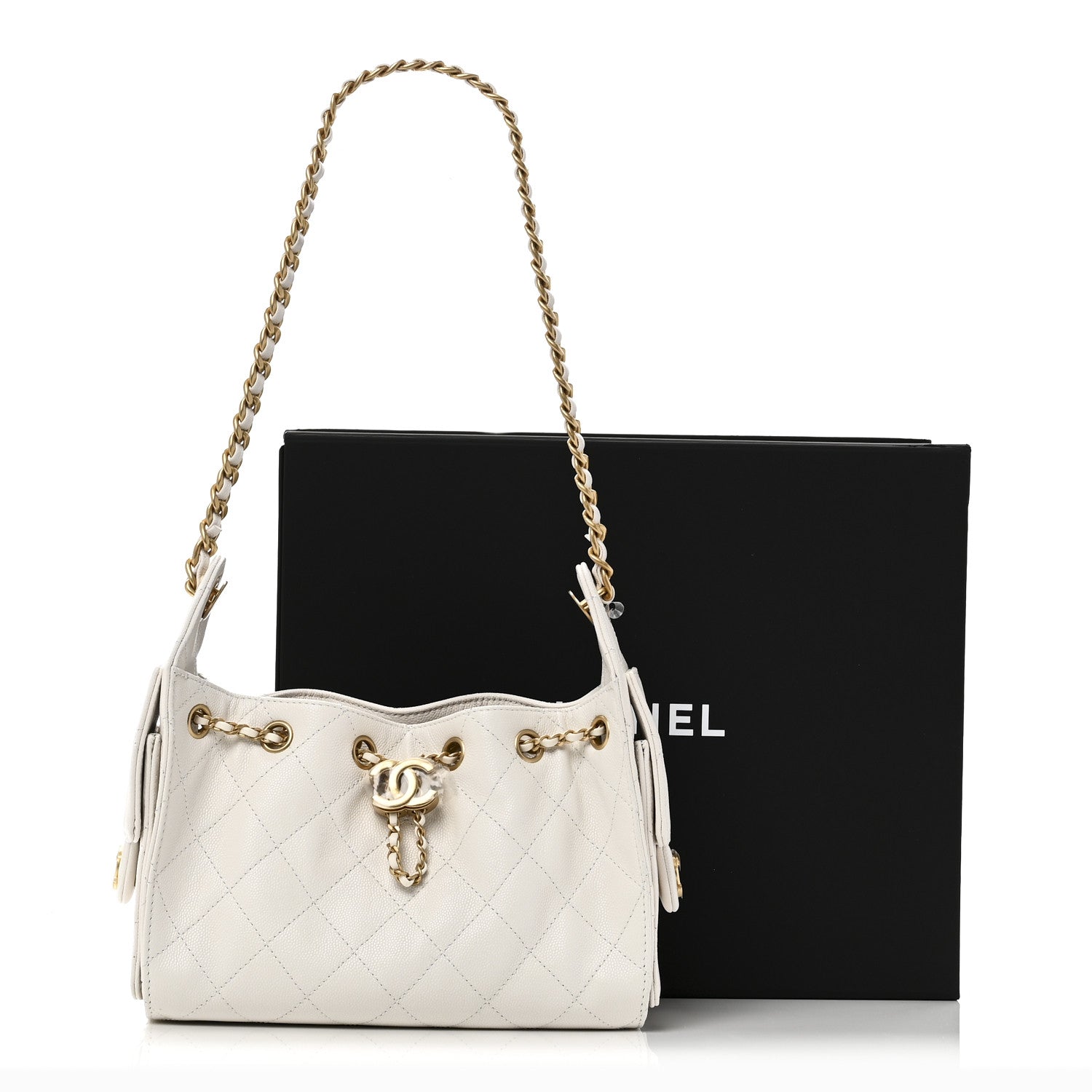 Caviar Quilted Mini Chanel 25 Handbag White