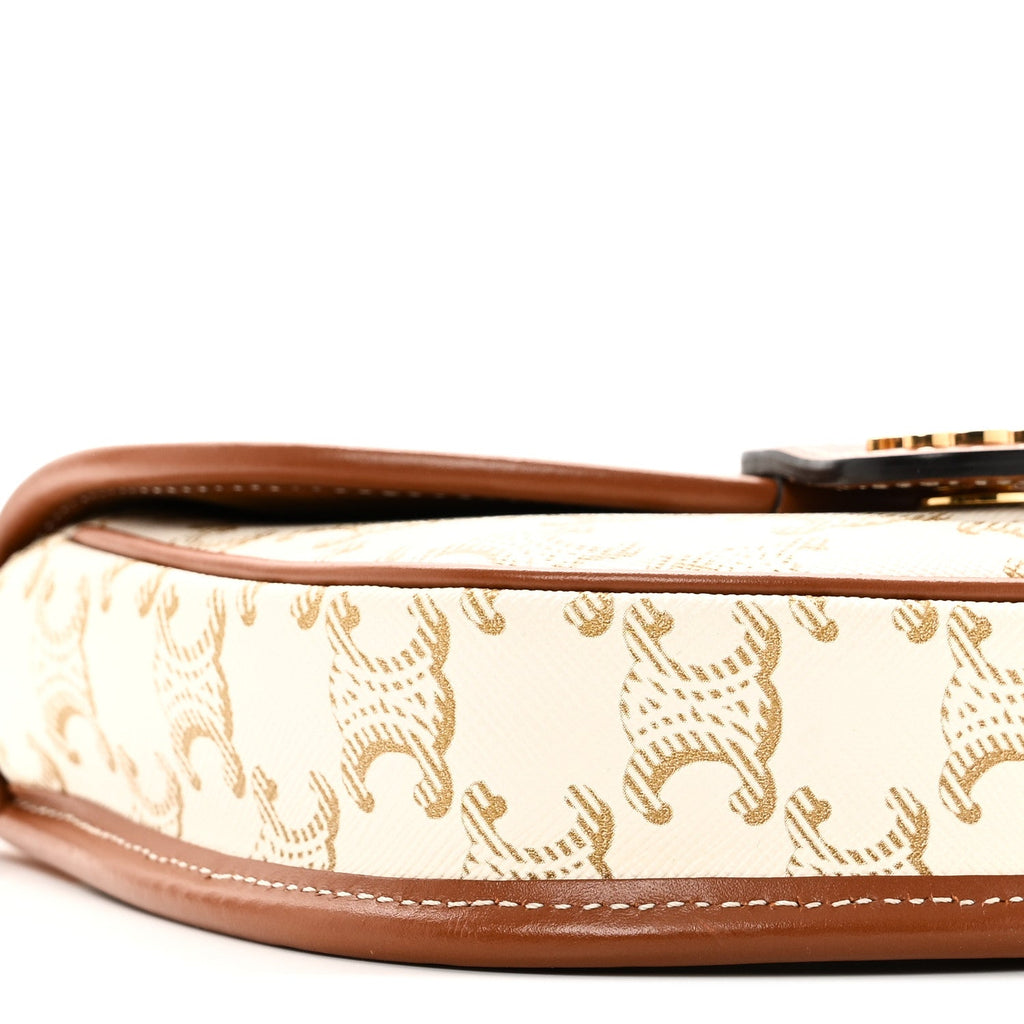 Triomphe Canvas Calfskin Mini Besace Bag White