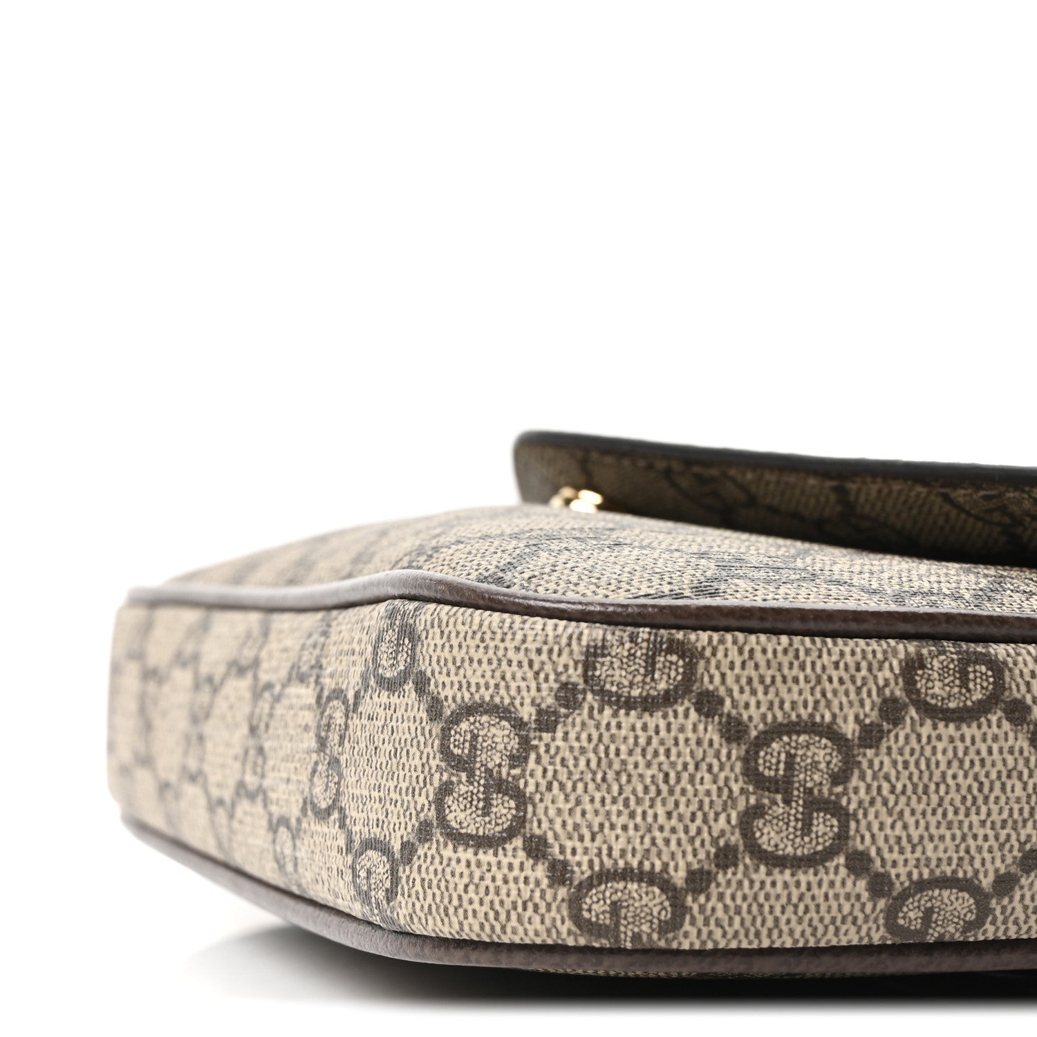 GG Supreme Monogram Textured Dollar Calfskin Web Mini Ophidia Envelope Shoulder Bag Beige Ebony New Acero