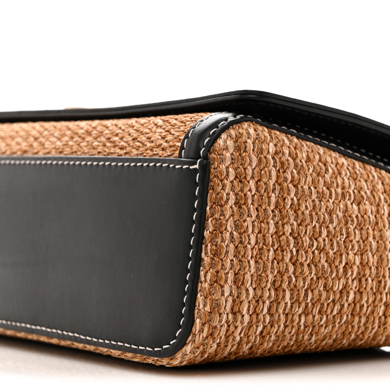 Raffia Calfskin TB Small Note Crossbody Bag Natural Black