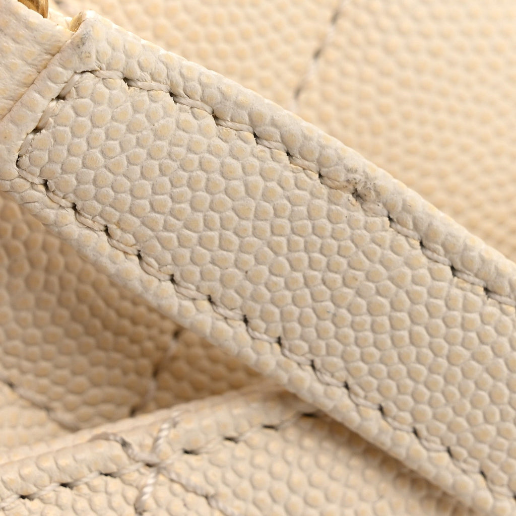 Caviar Lizard Quilted Small Coco Handle Flap Ivory