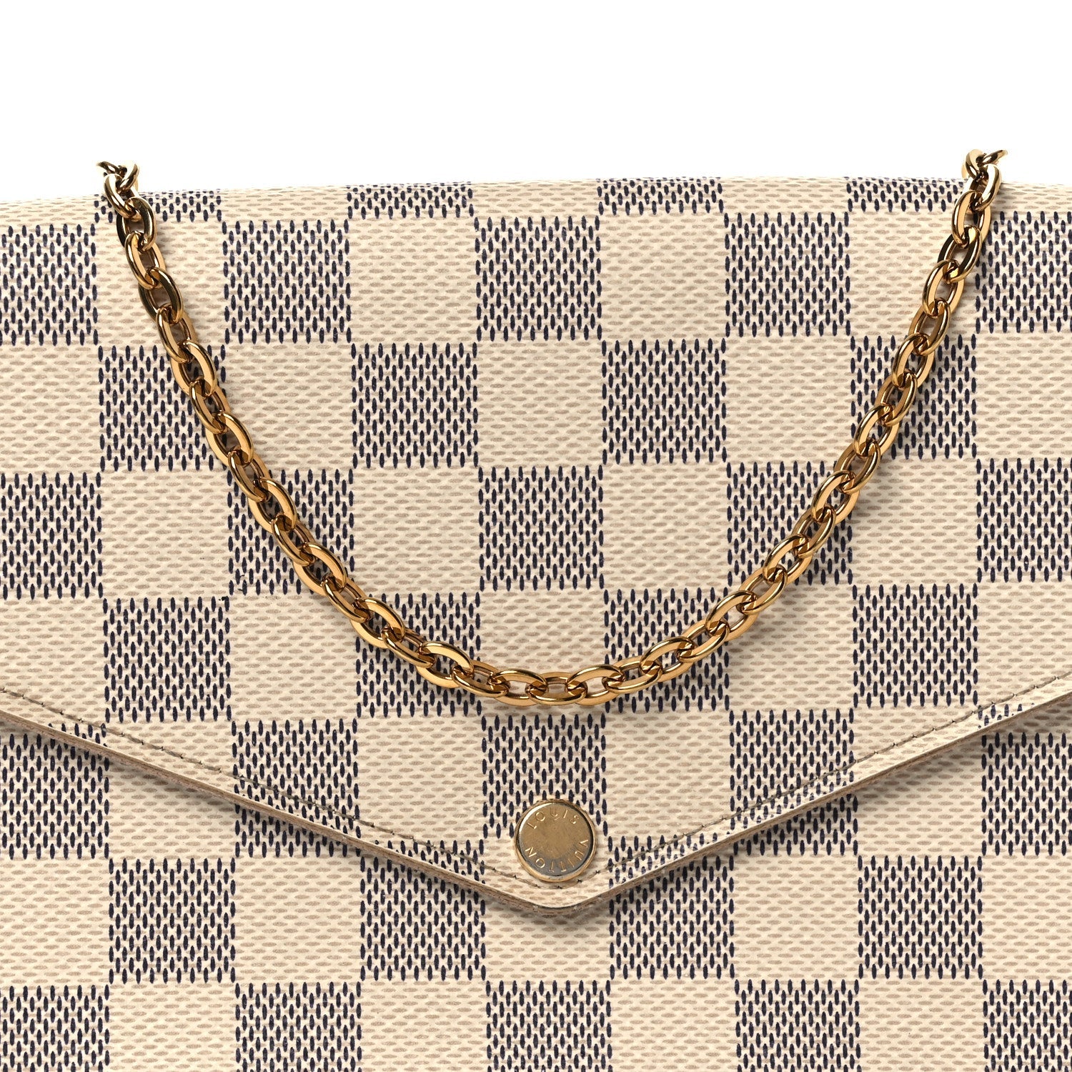 Damier Azur Pochette Felicie Chain Wallet Rose Ballerine
