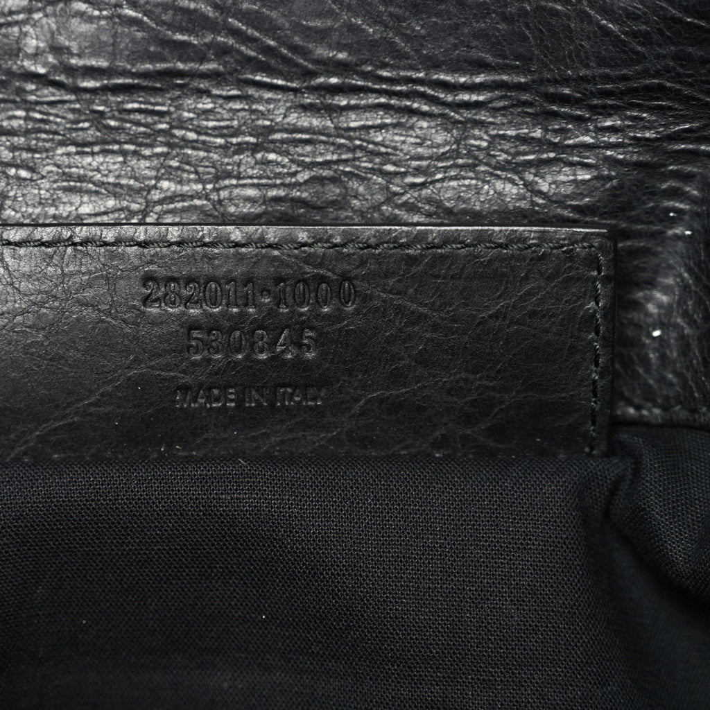 Agneau Giant 12 Silver Hardware Envelope Clutch Black