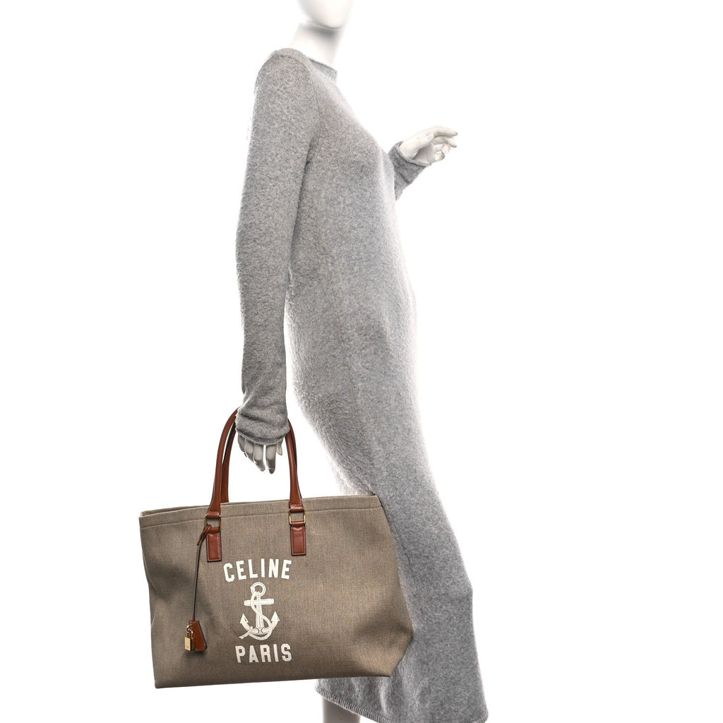 Canvas Calfskin Paris Horizontal Cabas Tan