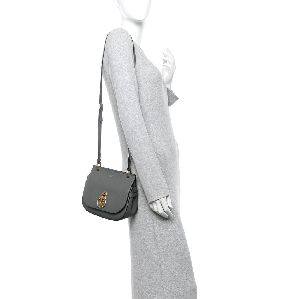 Small Classic Grain Calfskin Small Amberley Satchel Charcoal