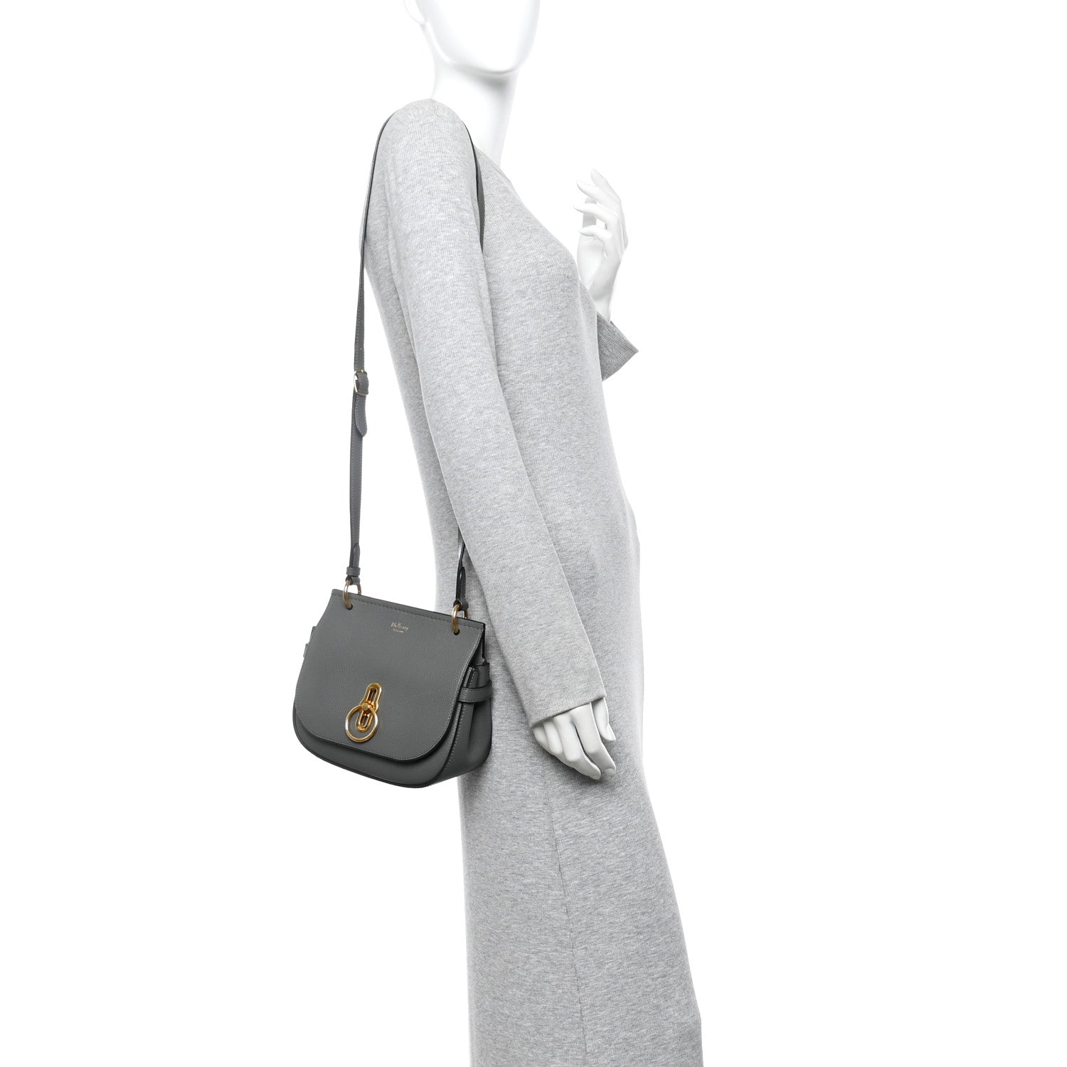 Small Classic Grain Calfskin Small Amberley Satchel Charcoal