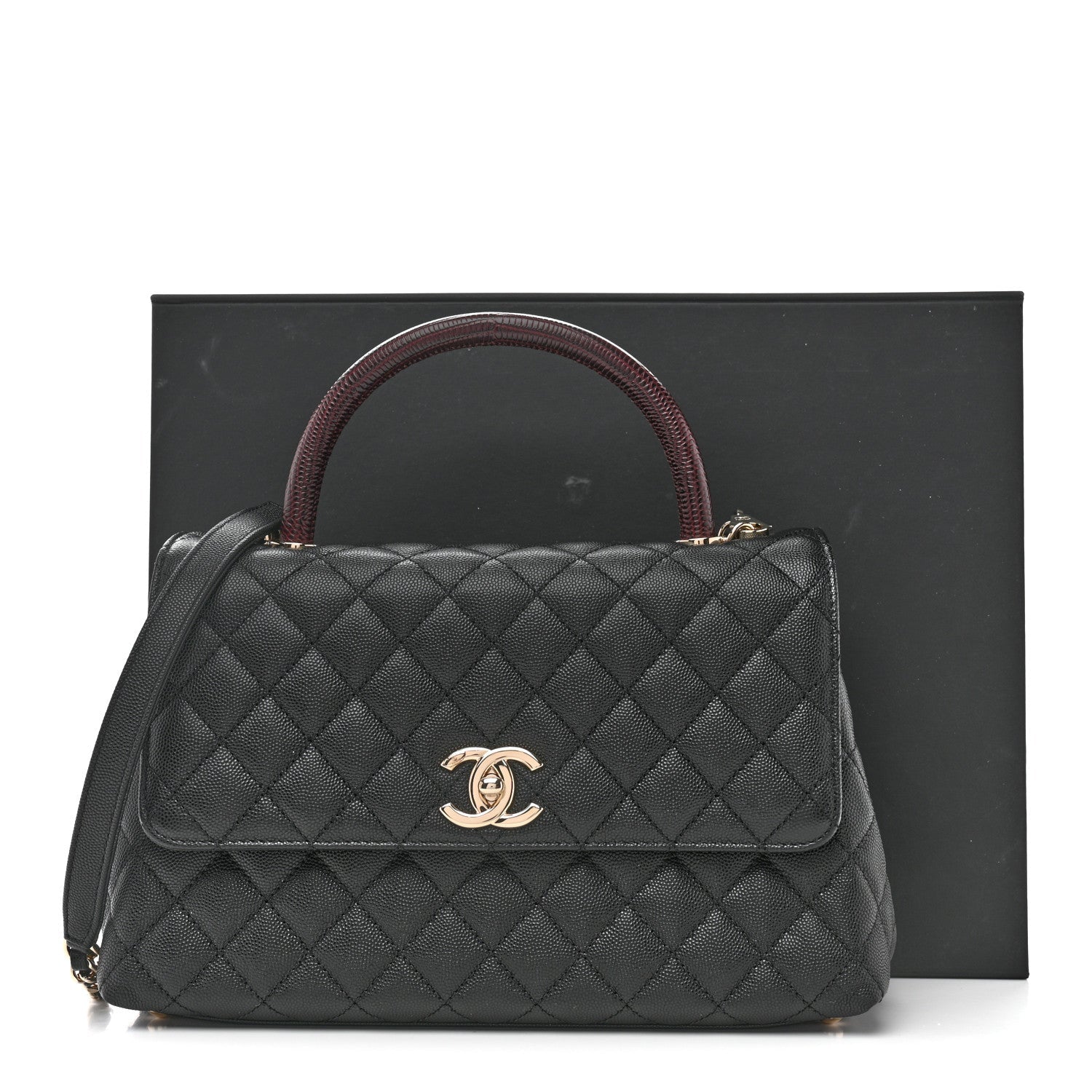 Caviar Quilted Small Coco Handle Flap Black