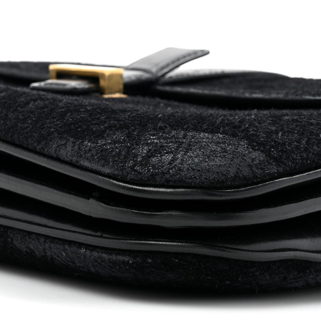 Suede All-Over Monogram Small Le Monogramme Satchel Black