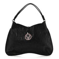 Calfskin Embossed Floral Shoulder Bag Black