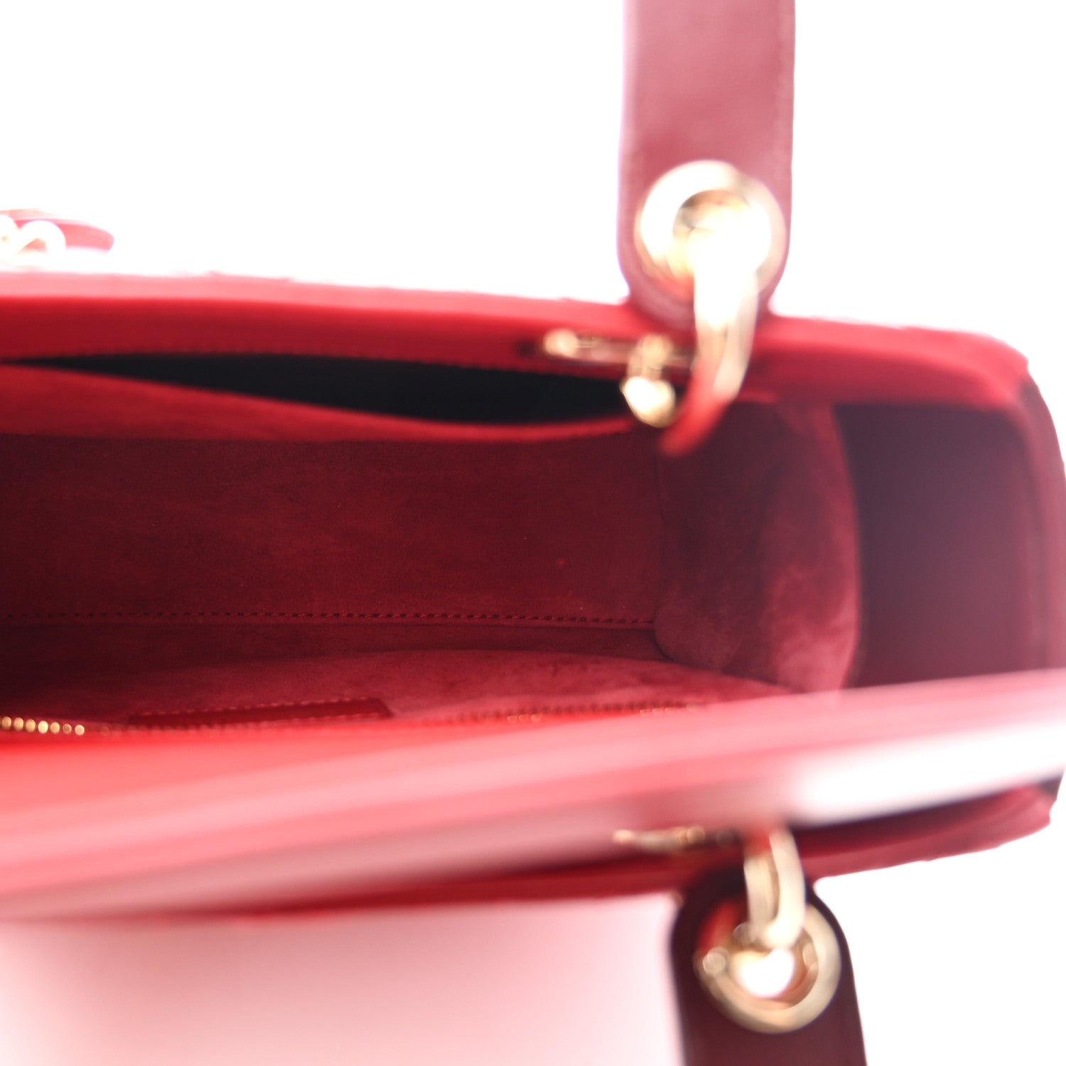 Lambskin Cannage Small Bi-Color Lady Dior Rouge Multicolor