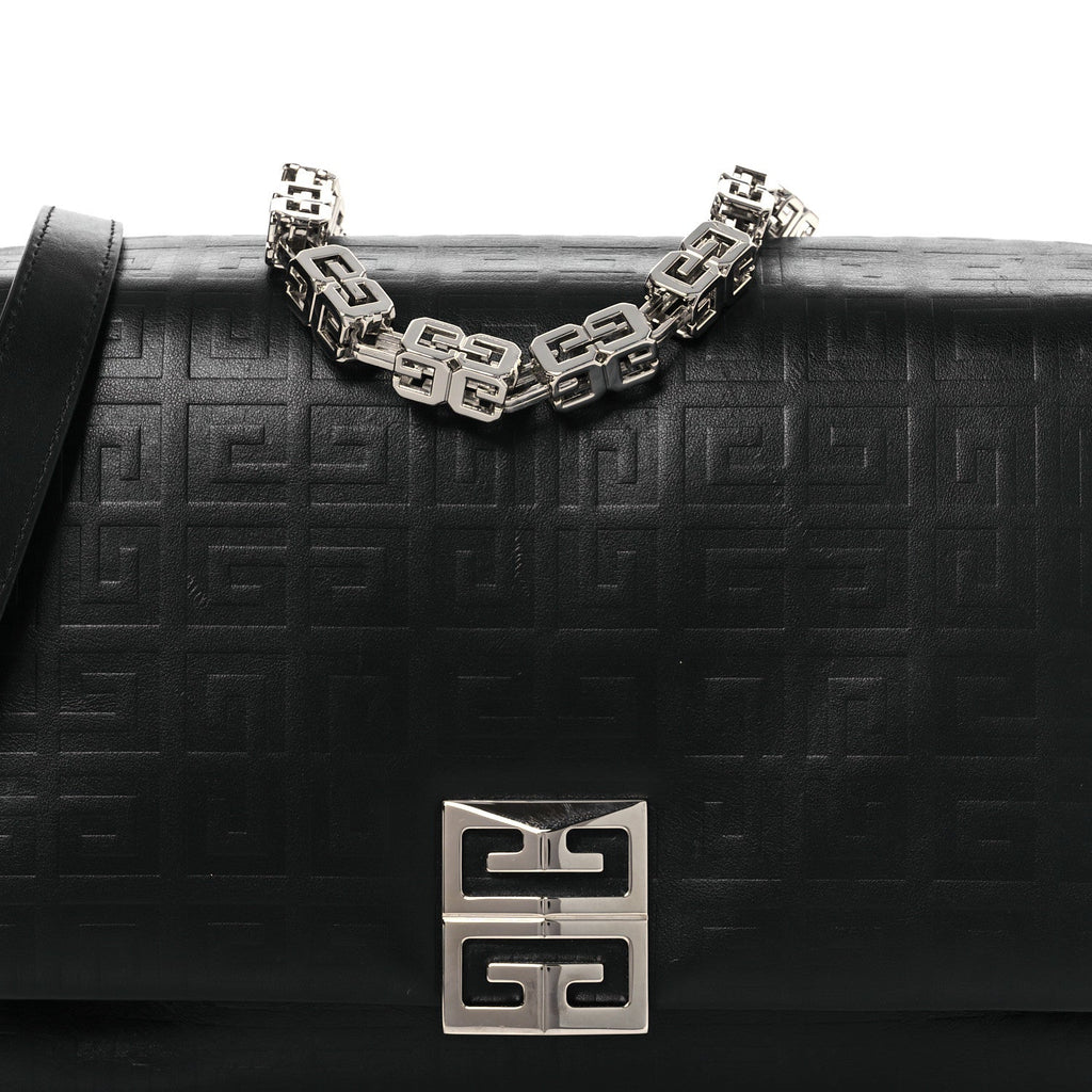 Soft Calfskin 4G Embossed Medium Shoulder Bag Black