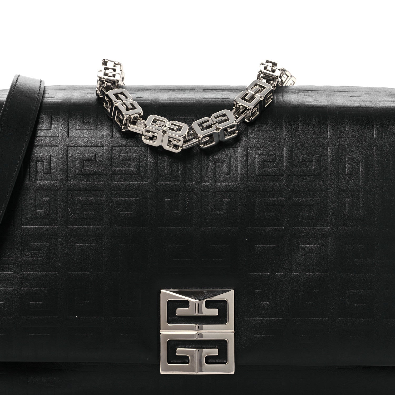 Soft Calfskin 4G Embossed Medium Shoulder Bag Black