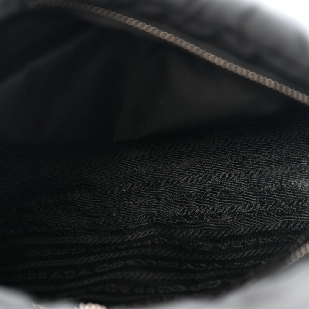 Re-Nylon Quilted Padded Flap Shoulder Bag Black