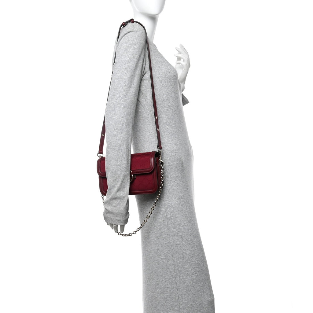 Crepe Wool Silk GG Monogram Go Small Shoulder Bag Rosso Ancora