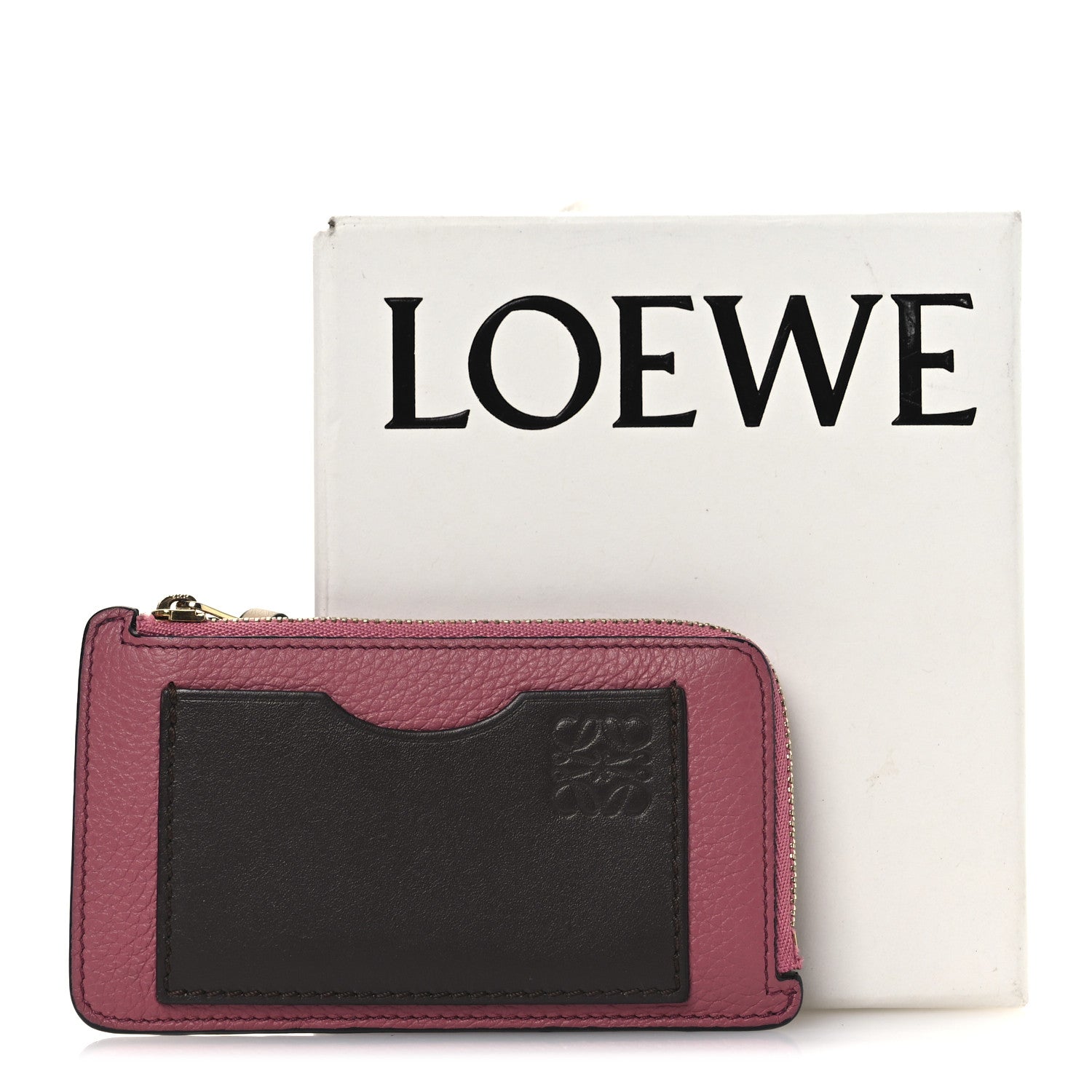 Soft Grained Calfskin Coin  Holder Plumrose Ebony