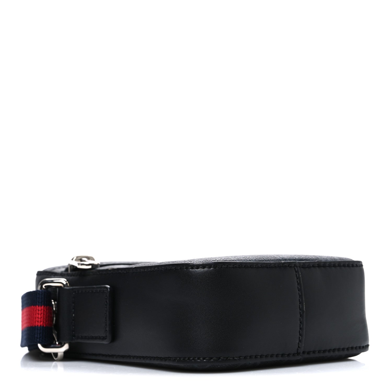 GG Supreme Monogram Appia Calfskin Web Small Camera Messenger Bag Black Grey