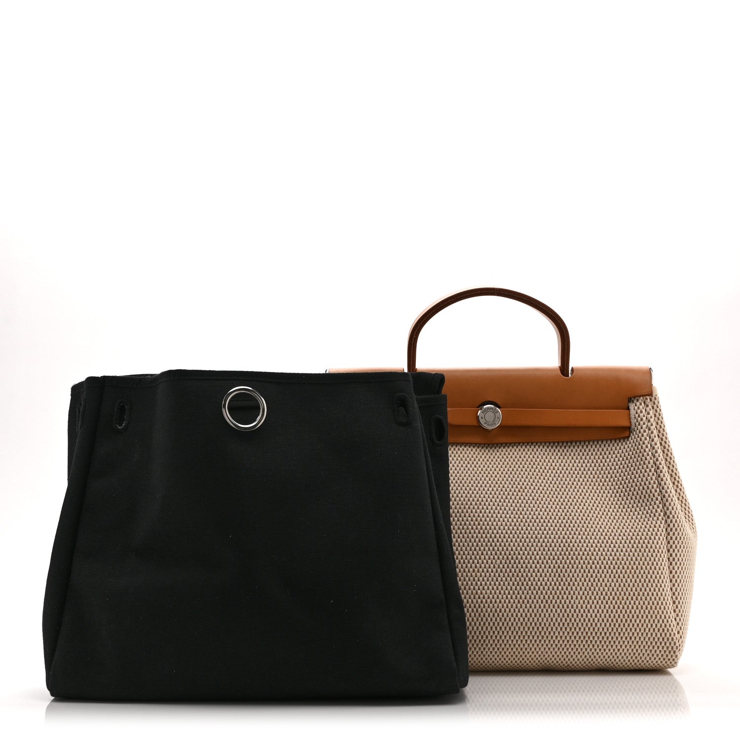 Toile Vache Calfskin Herbag 30 PM Black Natural
