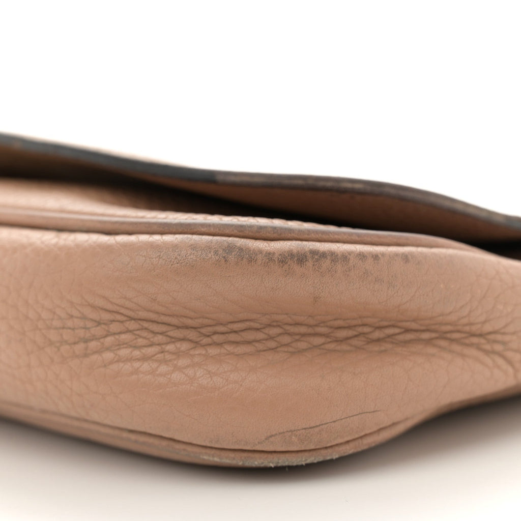 Pebbled Calfskin Medium Soho Flap Crossbody Camelia