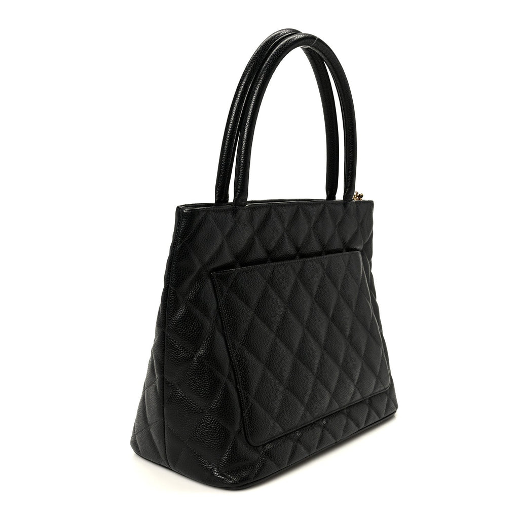 Caviar Quilted Medallion Tote Black